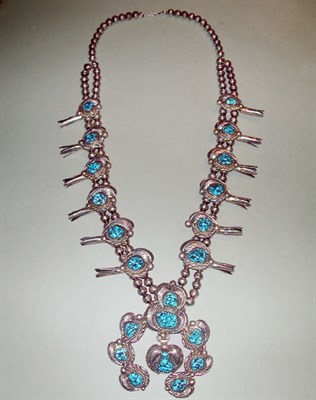 Lot 422 - Native American Squash Blossom Necklace...