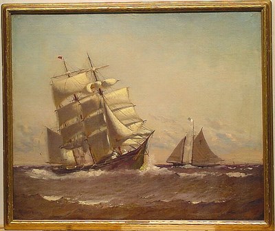 Lot 53 - Marshall Johnson 1850-1921 SHIPS AT FULL SAIL...