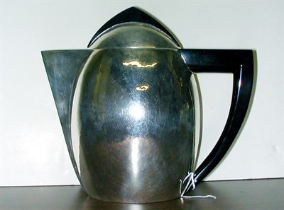 Lot 112 - Sterling Silver Teapot Of flattened ovoid form,...