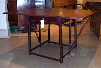 Lot 73 - Danish Stained Wood Drop-Leaf Table Raised on...