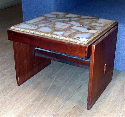 Lot 115 - Pair of Walnut Low Tables Each with a square...