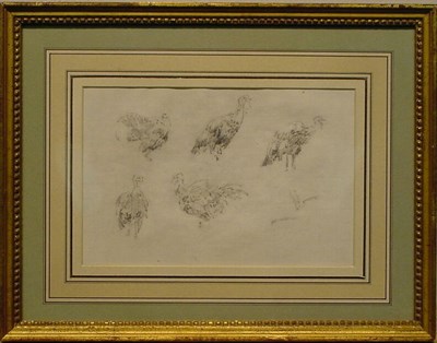 Lot 59 - John Henry Twachtman 1853-1902 FIVE TURKEYS...
