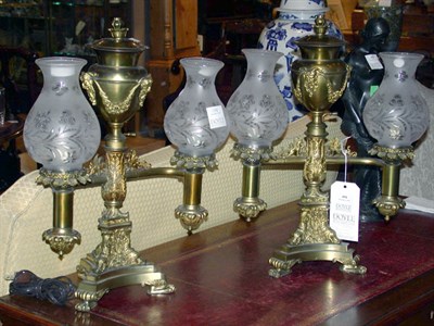 Lot 494 - Pair of Empire Style Gilt-Metal Argand Lamps