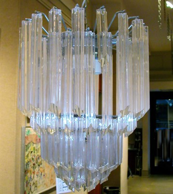 Lot 149 - Chrome and Glass Chandelier With three tiers...