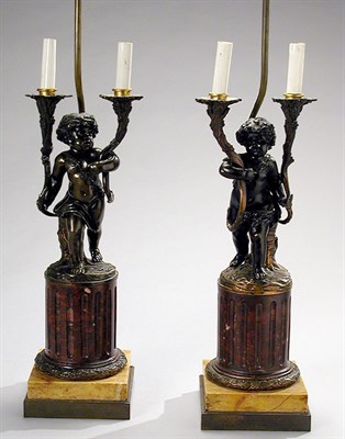 Lot 578 - Pair of Louis XV Style Gilt-Bronze and Marble...