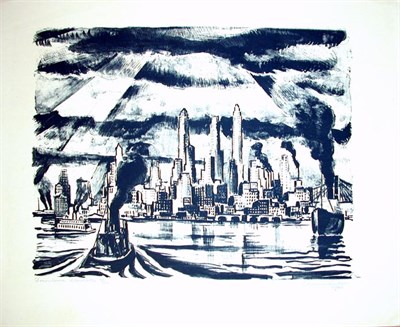 Lot 290 - Adriaan Lubbers DOWNTOWN MANHATTAN Lithograph,...