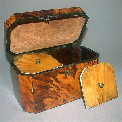 Lot 321 - George III Tortoise Shell Tea Caddy Late 18th...
