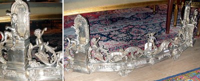 Lot 610A - Rococo Style Silvered Bronze Fire Fender Set...