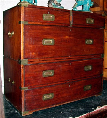 Lot 406 - Victorian Brass Bound Mahogany Campaign Chest...
