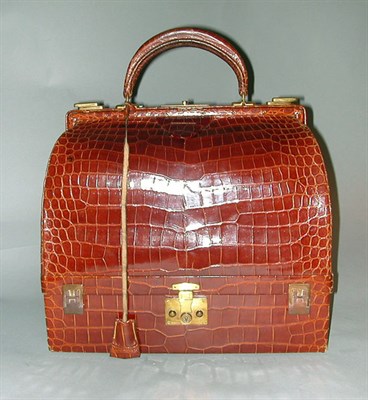 Lot 321A - Hermes Cognac Alligator Bag Mallette French,...
