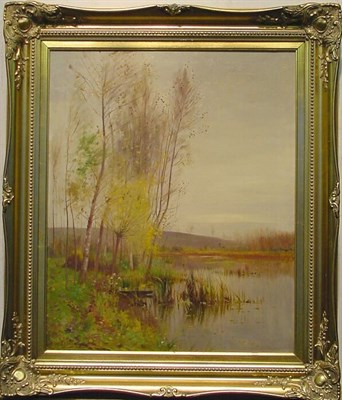 Lot 44 - Ernest Parton 1845-1933 LANDSCAPE WITH PUNT...