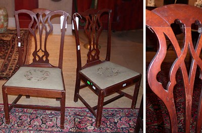 Lot 140 - Pair of Chippendale Mahogany Side Chairs Each...
