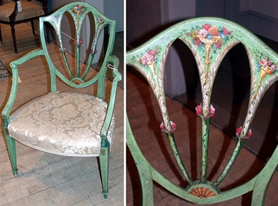 Lot 396 - George III Painted Armchair