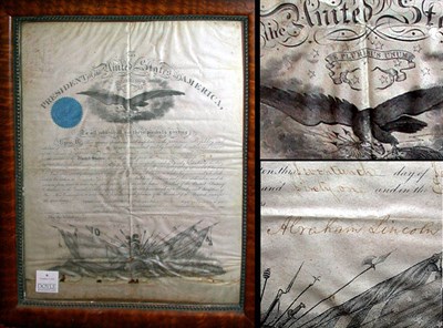 Lot 6 - LINCOLN, ABRAHAM Document signed as president,...