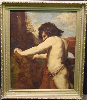 Lot 85 - Circle of Guercino SAMSON RENDING THE LION Oil...