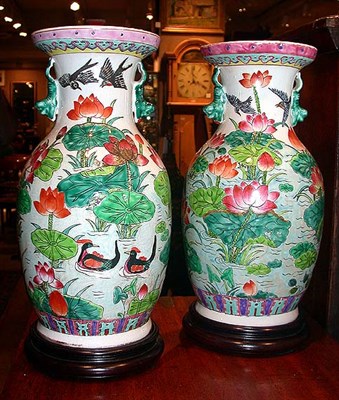 Lot 383 - Pair of Chinese Export Polychrome Decorated...