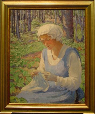 Lot 110 - Eloise Howard 1899-1985 YOUNG GIRL SEWING...