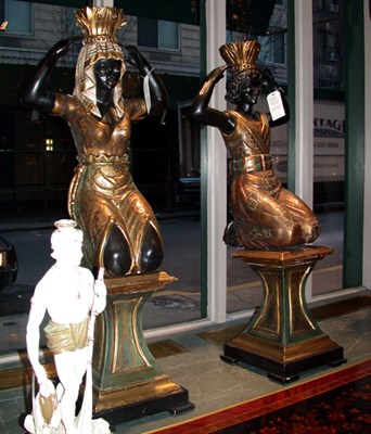 Lot 326 - Pair of Venetian Gilt Polychrome Blackamoors...