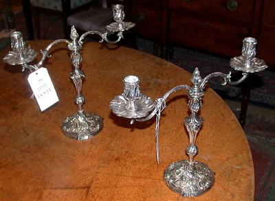 Lot 544 - Pair of George III Silver Two-Light Candelabra...