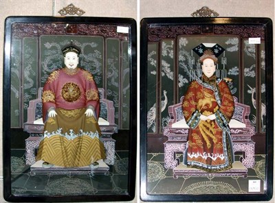 Lot 505 - Pair of Chinese Eglomise Ancestral Paintings