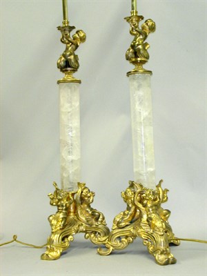 Lot 552 - Pair of Empire Style Gilt-Metal and Rock...