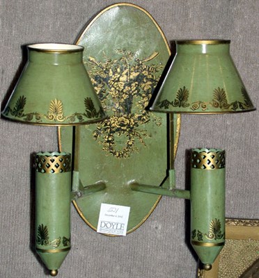 Lot 501 - Pair of Regency Style Tole Painted Two-Light...