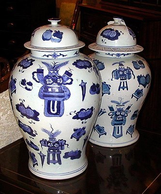 Lot 484 - Two Chinese Blue and White Porcelain Vases