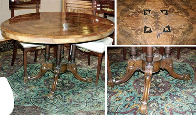Lot 352 - Victorian Marquetry Inlaid Burl-Wood Tilt-Top...