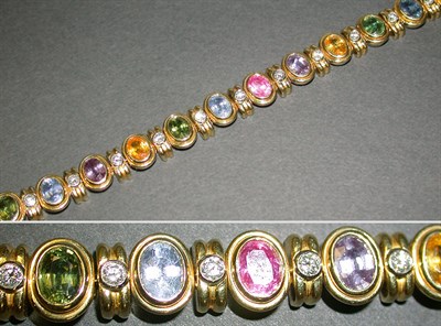 Lot 429 - Multicolored Sapphire and Diamond Bracelet 18...