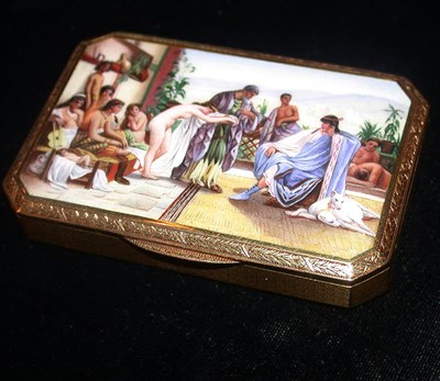 Lot 479 - Swiss Gold and Enamel Snuff Box Early 19th...