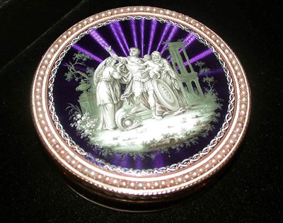Lot 485 - French Gold, Enamel and Pearl Set Snuff Box...