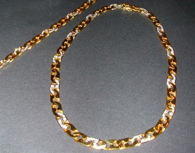 Lot 423 - Gold and Diamond Necklace and Bracelet 18 kt....