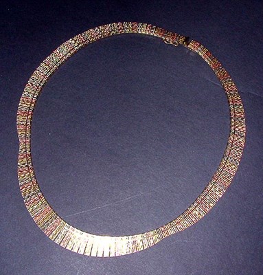 Lot 98 - Multicolored Gold Fringe Necklace 14 kt....