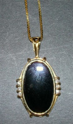 Lot 208 - Black Onyx and Diamond Pendant and Chain The...