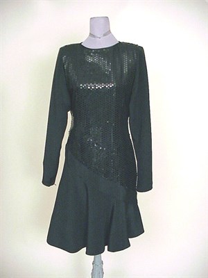 Lot 72A - Galanos Sequined Black Cocktail Dress American,...
