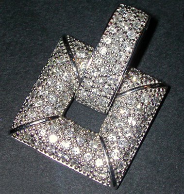 Lot 112 - Pave Diamond Pendant 14 kt. white gold, of...