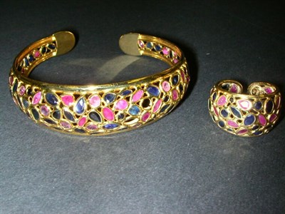 Lot 183 - Multicolored Stone Bracelet and Ring The 18 kt....