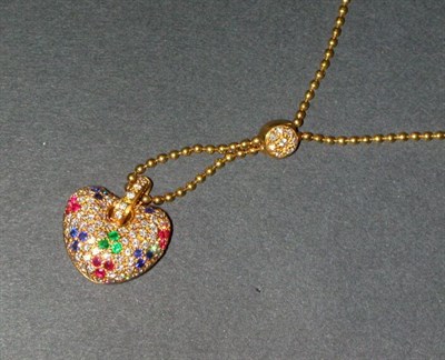 Lot 182 - Pave Diamond and Multicolored Stone Heart...