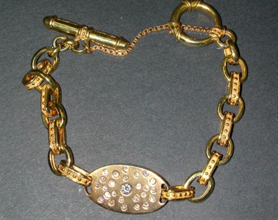 Lot 108 - Gold and Diamond Bracelet 14 kt. yellow gold,...