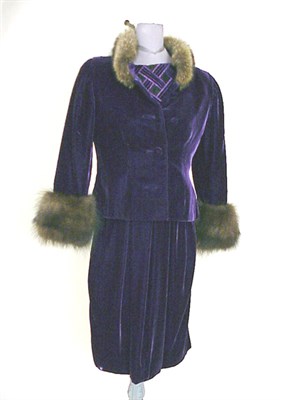 Lot 209A - Arnold Scaasi Royal Purple Cocktail Ensemble...