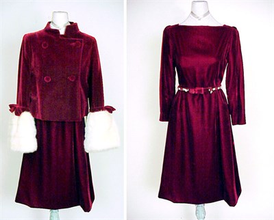 Lot 211A - Arnold Scaasi Claret Velvet and Mink Ensemble...