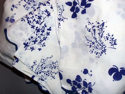 Lot 505A - Porthault Blue and White Round Tablecloth...