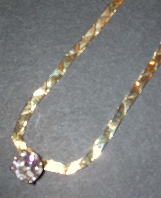 Lot 336 - Gold and Diamond Necklace The 14 kt. yellow...