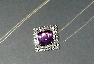 Lot 240 - Amethyst and Diamond Pendant and Chain The...
