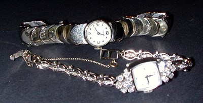 Lot 156 - Two Lady's Wristwatches 14 kt. white gold, the...
