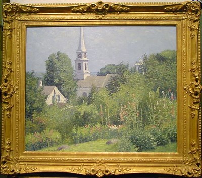 Lot 67 - Joseph Eliot Enneking 1881-1942 HOLLYHOCKS...
