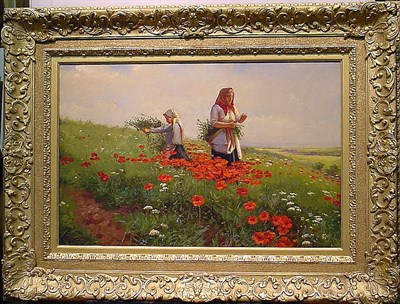 Lot 104 - Joseph Tomanek 1889-1974 POPPY FIELDS Signed J....