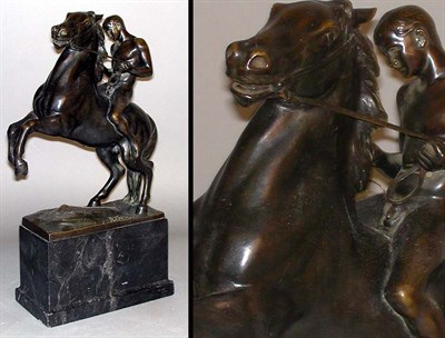 Lot 219 - Bronze Figure of a Rearing Horse and Rider...