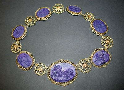 Lot 435 - Lapis Lazuli Cameo Necklace 18kt. two tone...