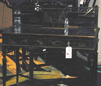 Lot 186 - Regency Style Black Lacquered Chinoiserie...